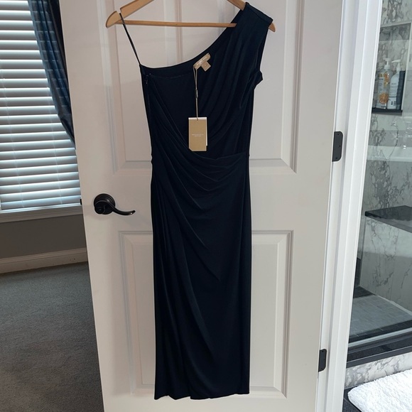 $1470 Michael Kors Collection NEW Black One Shoulder Sheath Dress Elegant Size 4 - Picture 5 of 7